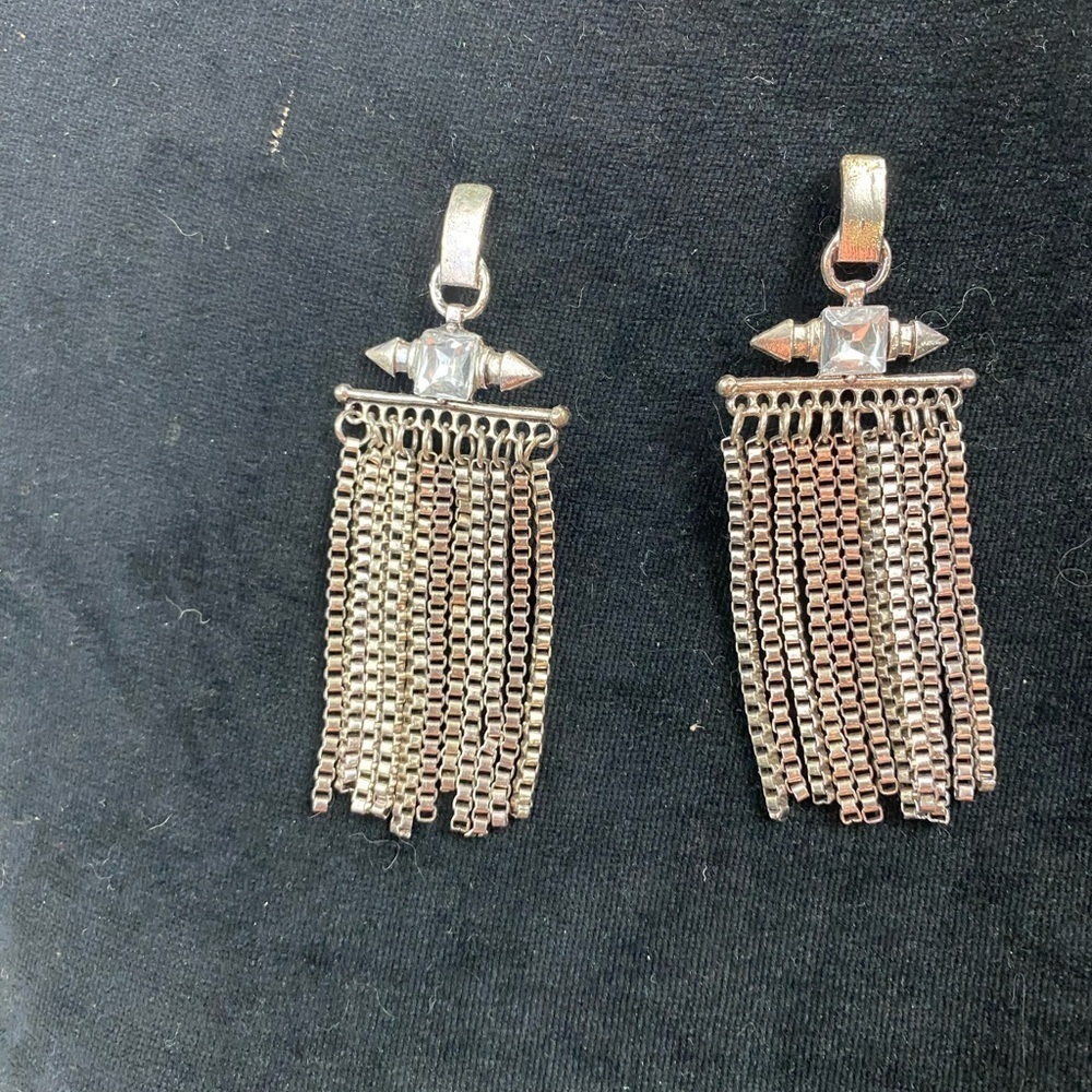 Pink Diamondback Silvertone Chainlink Dangle Post back Fashion Jewelry Earrings